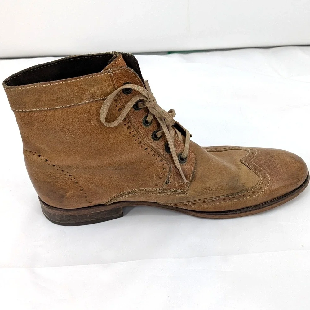 Aldo Leather Wingtip Boots‎ Brown Lace Up Distressed Size 43